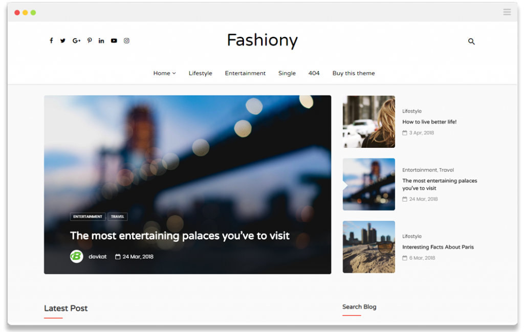 WordPress Blog Theme Fashiony