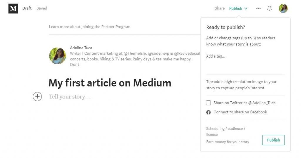 Medium free WordPress blog site