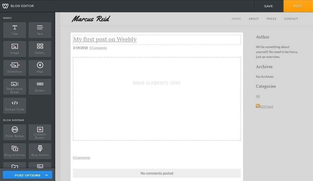 Weebly free WordPress blog site